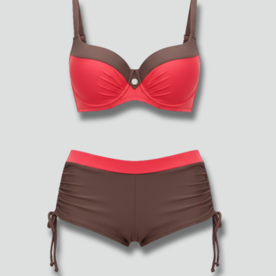 Women’s Bikini Set With Underwire Top And Tie Shorts