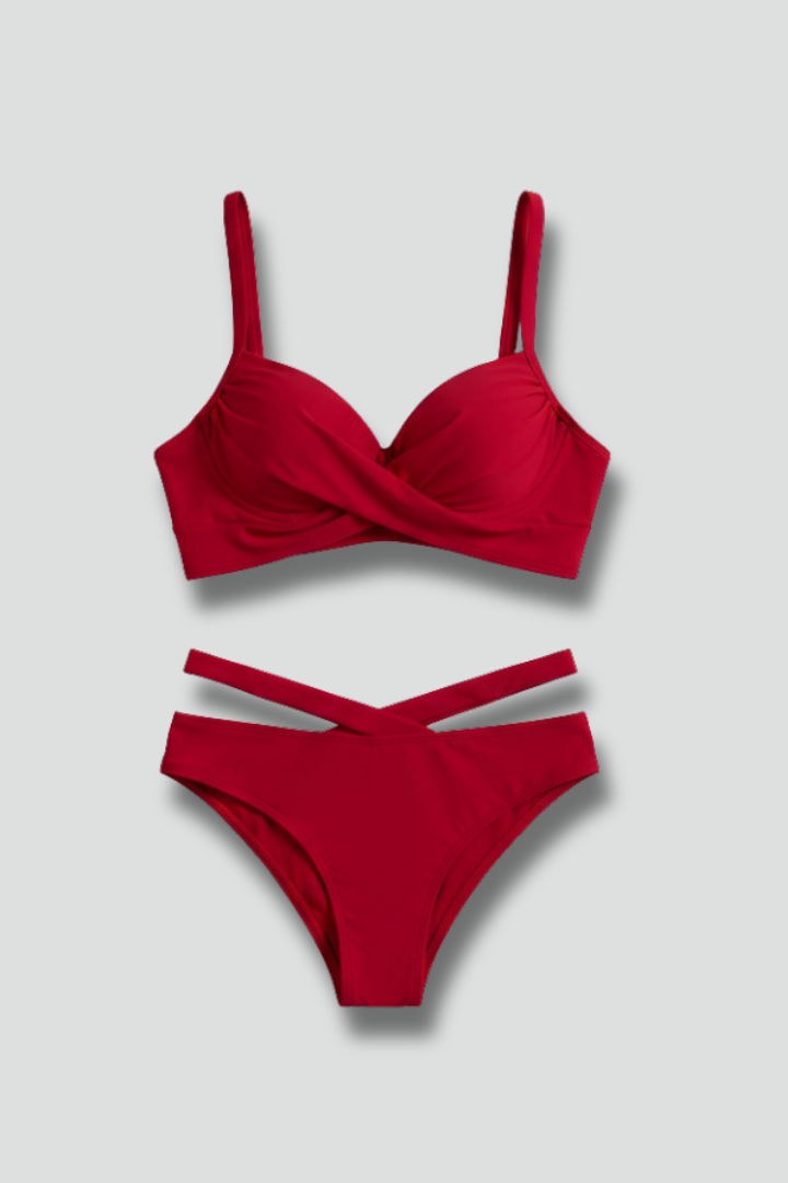 Women’s Bikini Set With Underwire Top And Tie Shorts