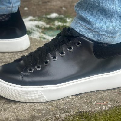 Men's Genuine Leather Sneakers Black For Men Extravagant