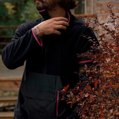 Mens Black Polar Fleece Pullover: Half Zip Sweatshirt