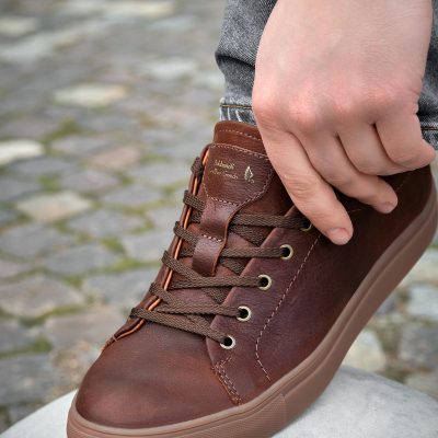 All Brown Leather Sneakers With Honey Real Rubber