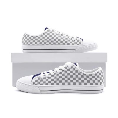 Checkered Canvas Sneakers: Blue & Gray Low Top