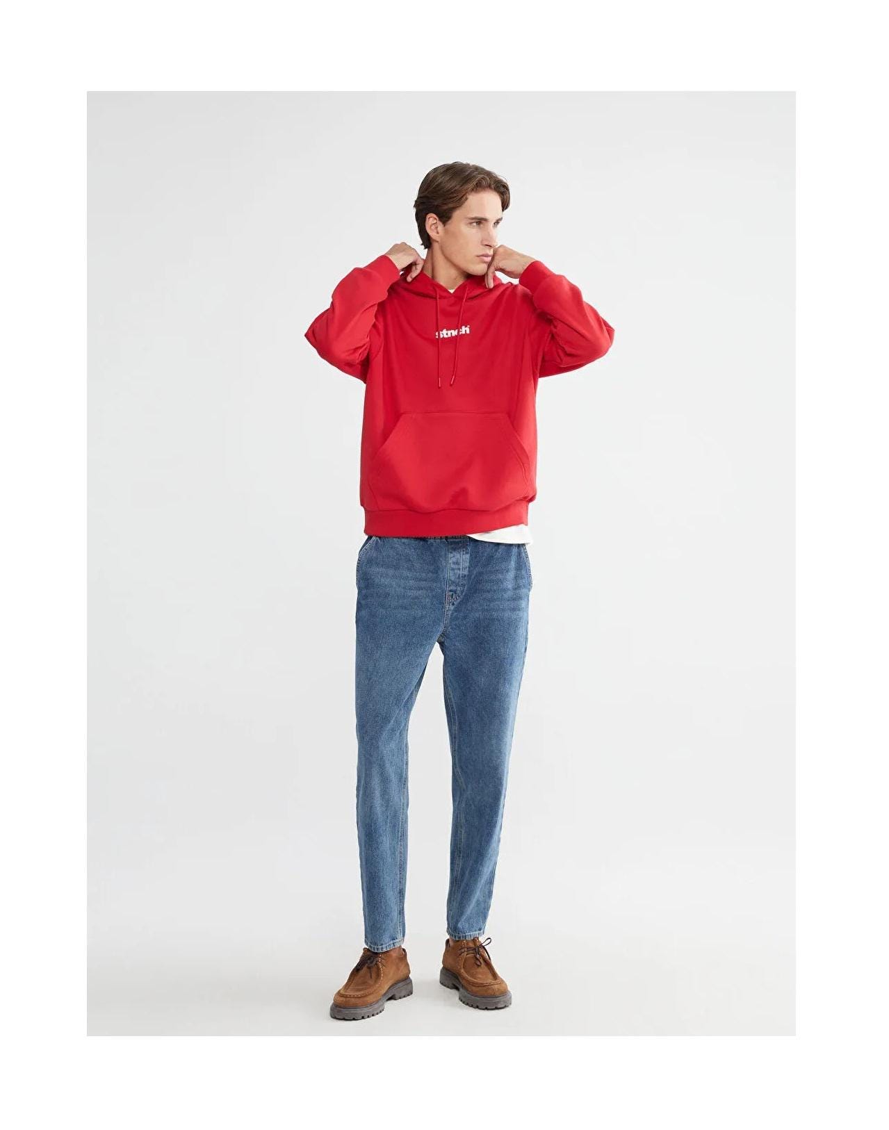 Oversized Hooded Sweatshirt Warm 3 Thread Cotton Casual