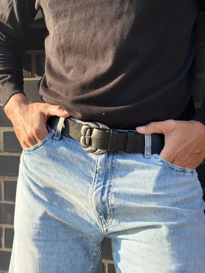 Mens Leather Belt Black Buckles Men Fashion Accessories
